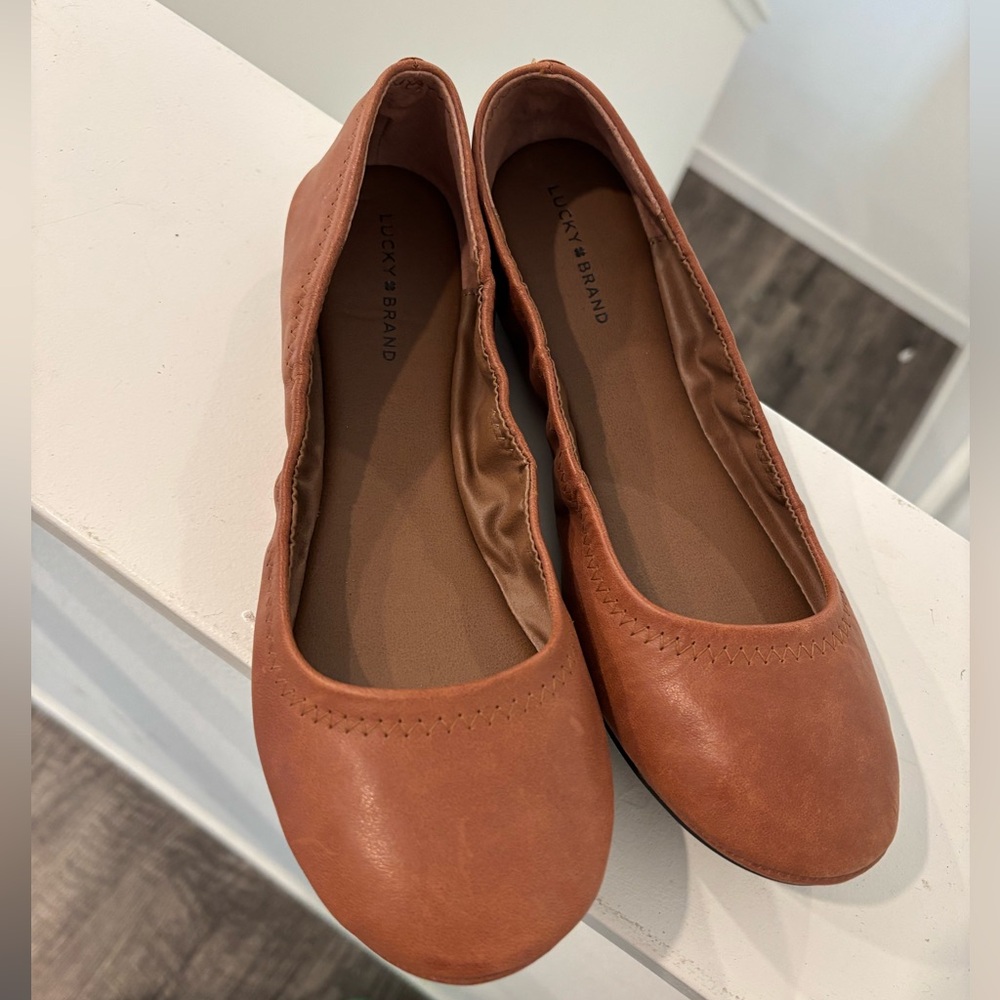 LUCKY BRAND Brown Leather Ballet Flat